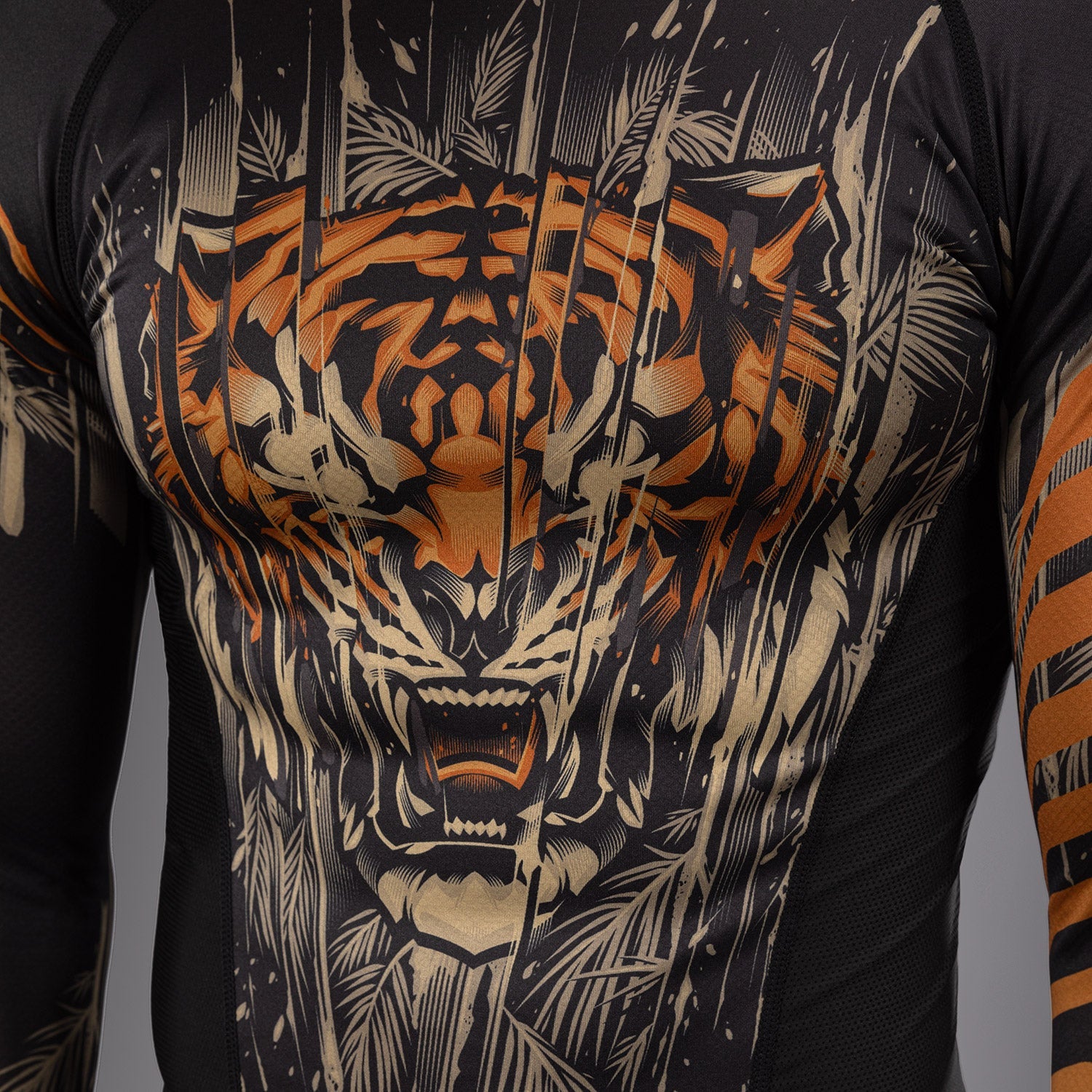 Venum Tiger Pánský Dlouhý Rukáv Rashguard - Černá/Neonová Oranžová