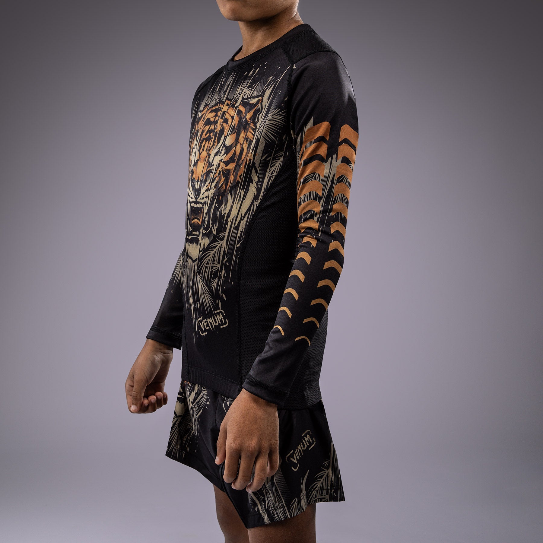 Dlouhý rukáv Venum Tiger Kids - černá/neonově oranžová