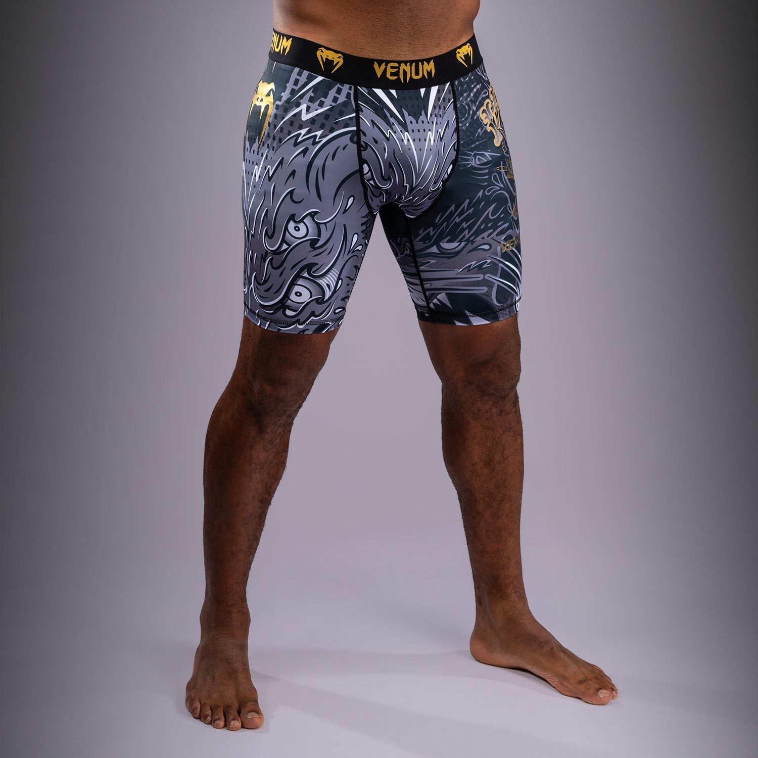 Venum Wolf Atak Vale Tudo Shorts - Černá/Šedá