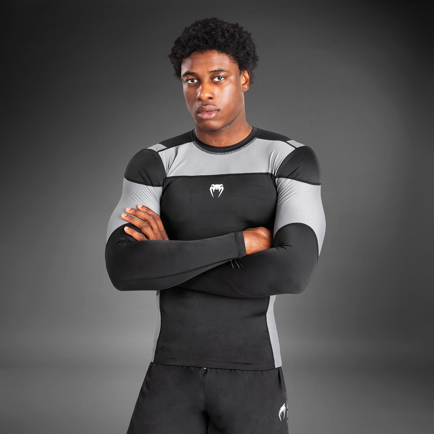 Venum Tempest Pánský Dlouhý Rukáv Rashguard - Černá/Šedá