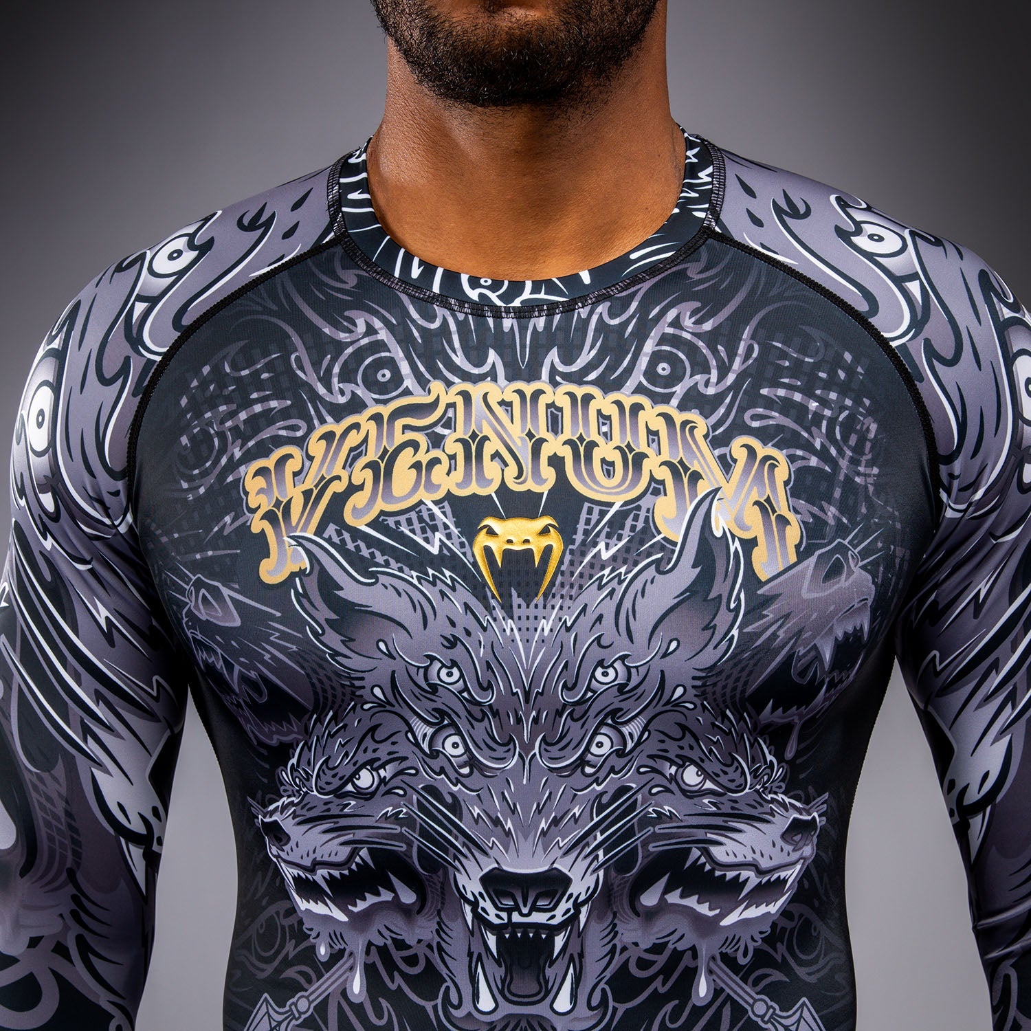 Venum Wolf Atak Rashguard s dlouhým rukávem - Černá/Šedá