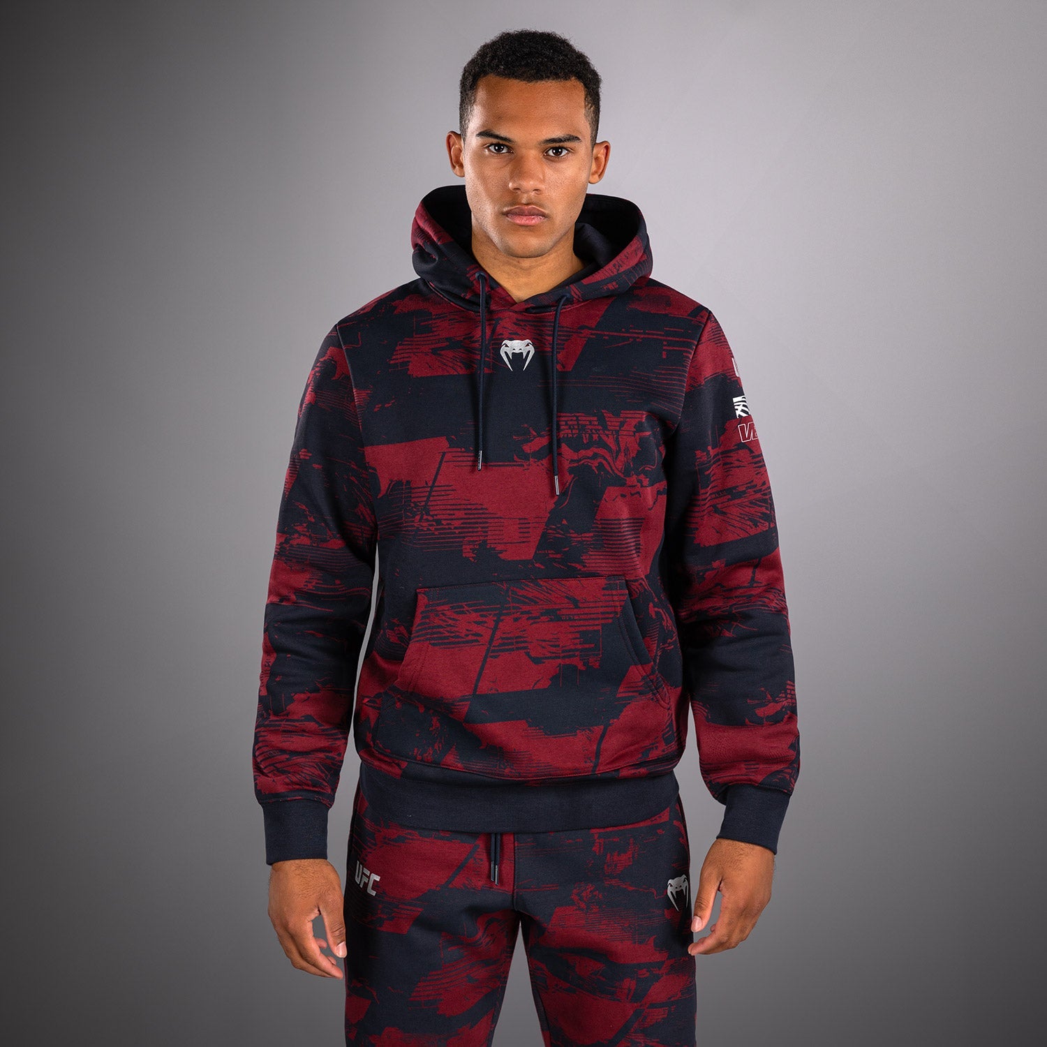 Pánská mikina s kapucí UFC Zenith by Venum Burgundy Authentic Fight Week