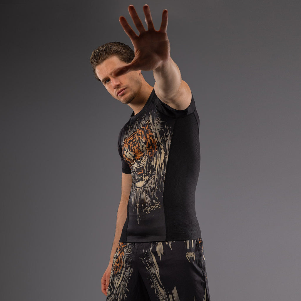 Venum Tiger pánský trikot s krátkým rukávem - černá/neonově oranžová