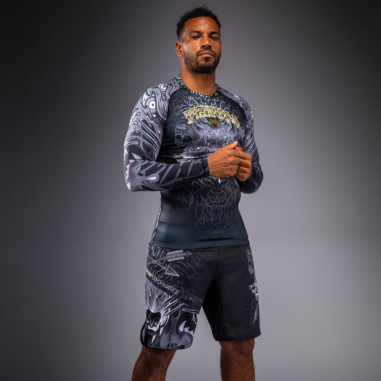 Venum Wolf Atak Rashguard s dlouhým rukávem - Černá/Šedá