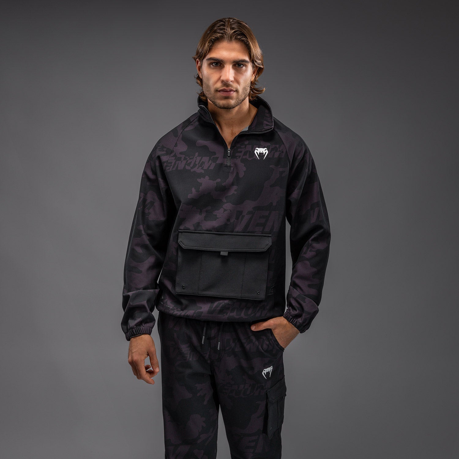 Venum Trooper Pánská bunda se zapínáním na půl zip - Černá/Fialová