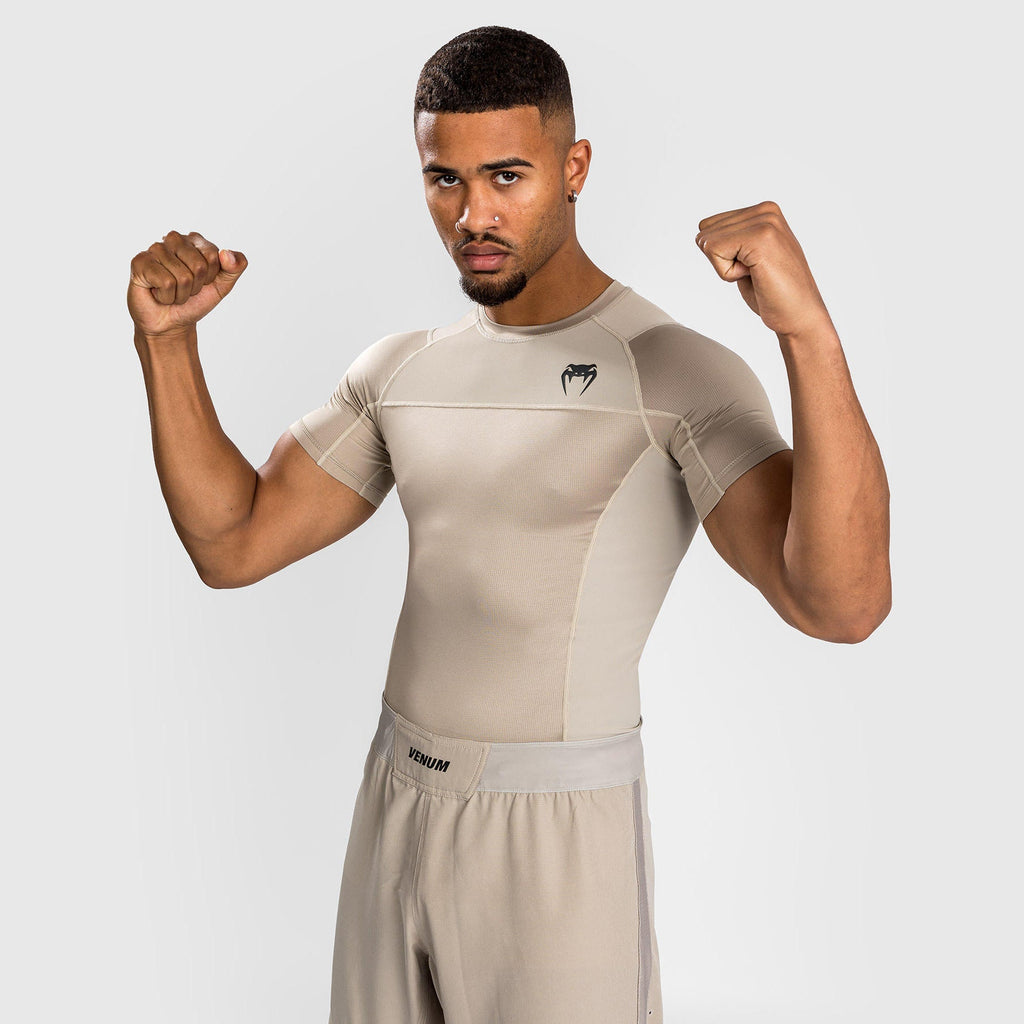 Venum G-Fit Air Rashguard s krátkým rukávem - Sand