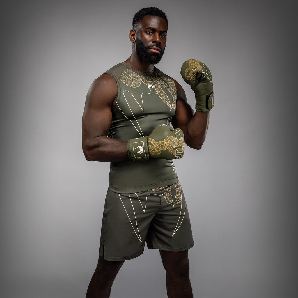 Venum Serpenti Bezrukávový Rashguard - Khaki/Bronzová/Slonová kost