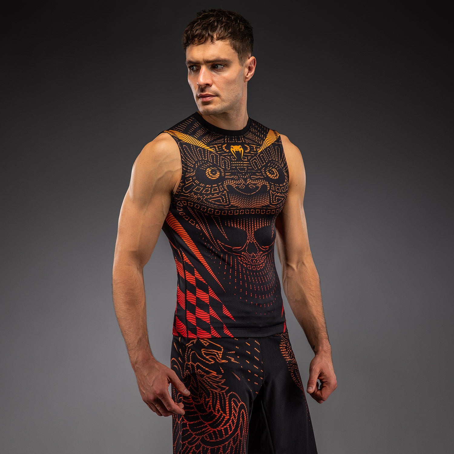 Venum Quetzal Fury Bezrukávový Rashguard - Černá/Fury Červená/Tangerine