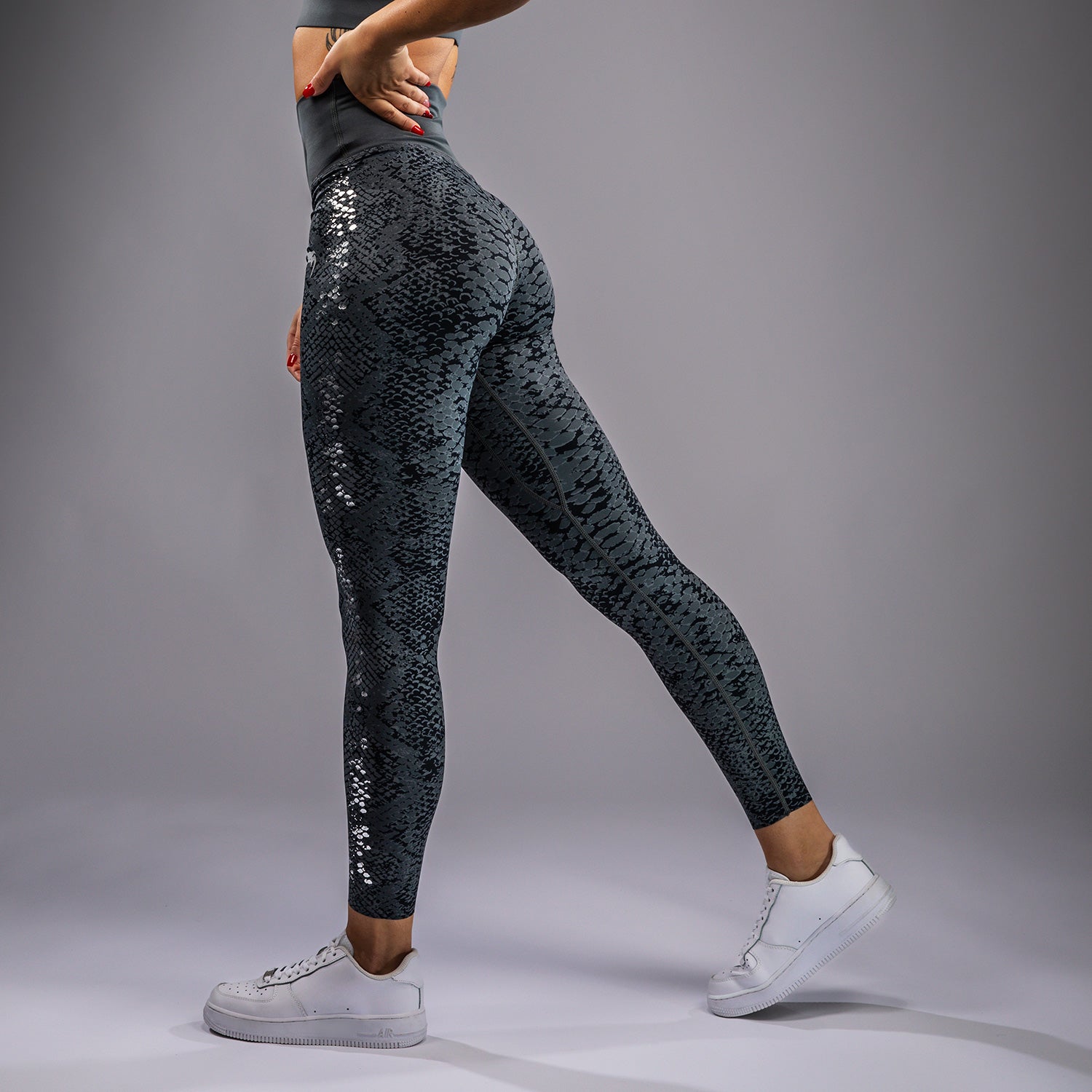 Dámské legíny Venum Amazonia s plnou délkou - tmavě šedé