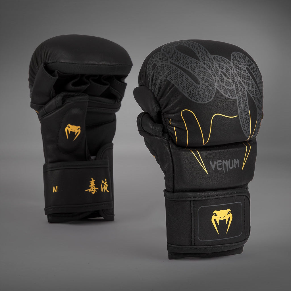 Venum Serpenti Sparring Gloves - Black/Silver/Gold