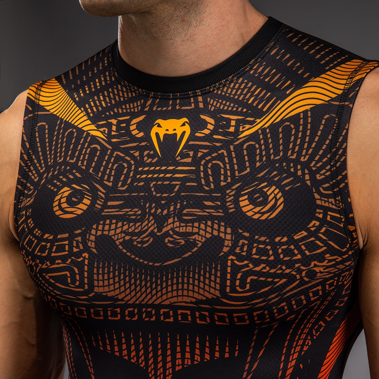 Venum Quetzal Fury Bezrukávový Rashguard - Černá/Fury Červená/Tangerine