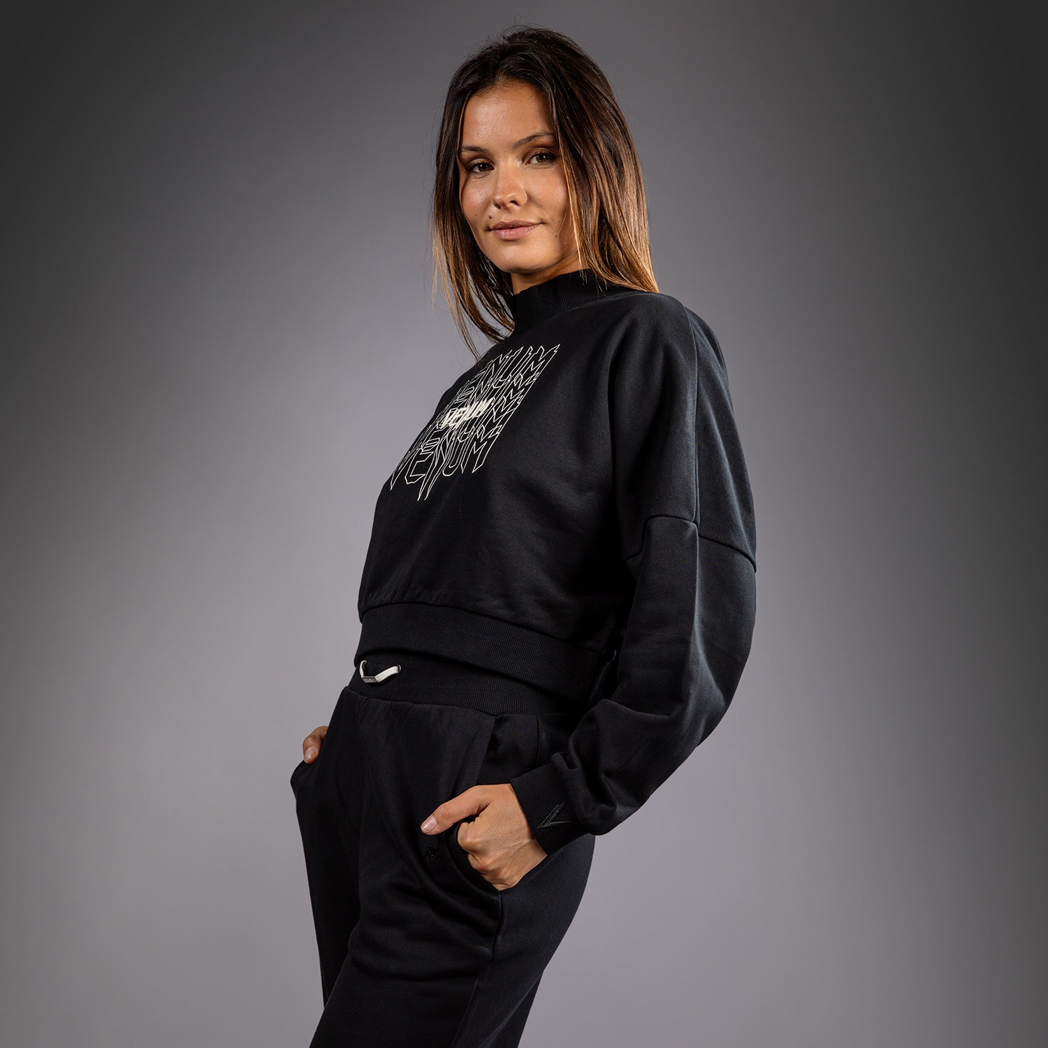 Venum Pulse Dámská Crop Mikina - Černá/Bílá