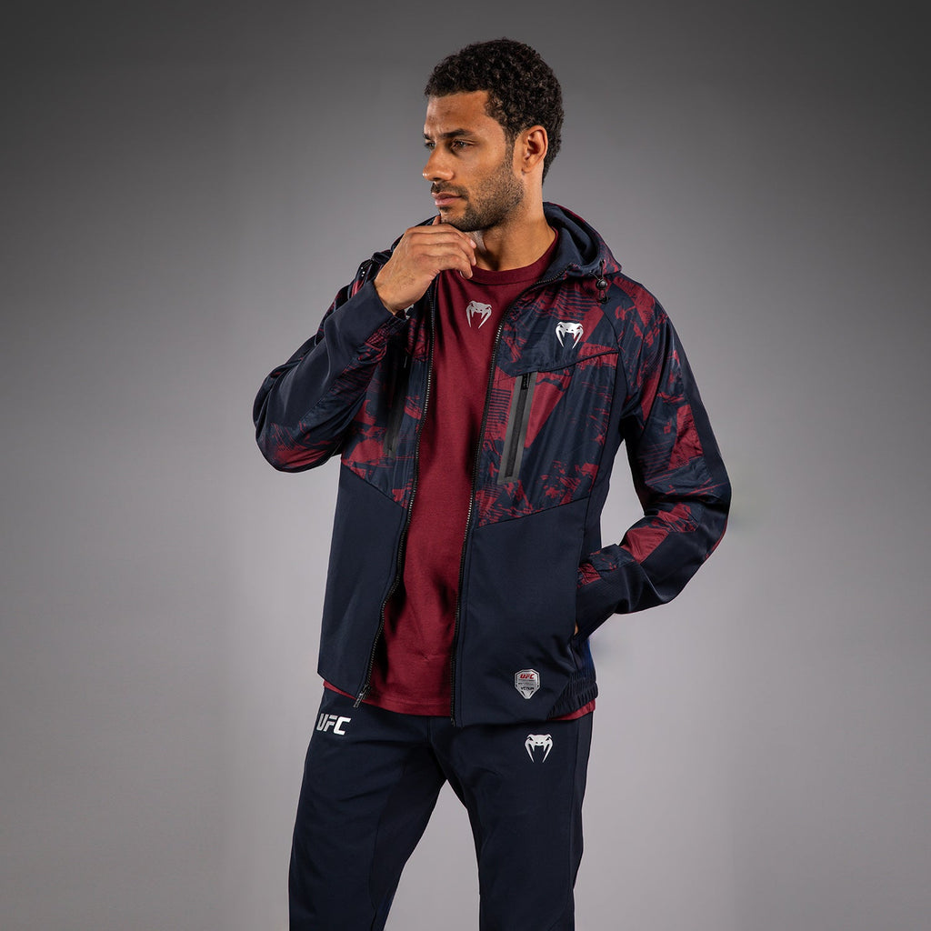 Pánská mikina UFC Zenith by Venum Burgundy Authentic Fight Week Zip Hoodie