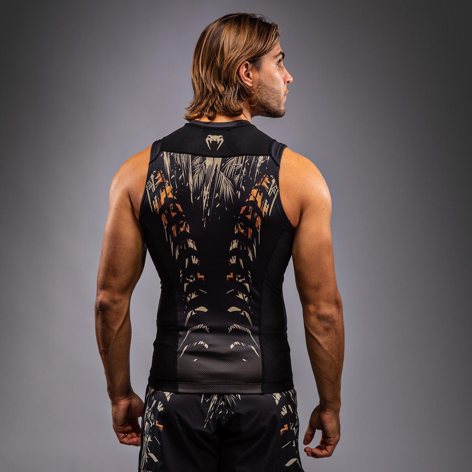 Venum Tiger pánský bezešvý rashguard - černá/neonově oranžová