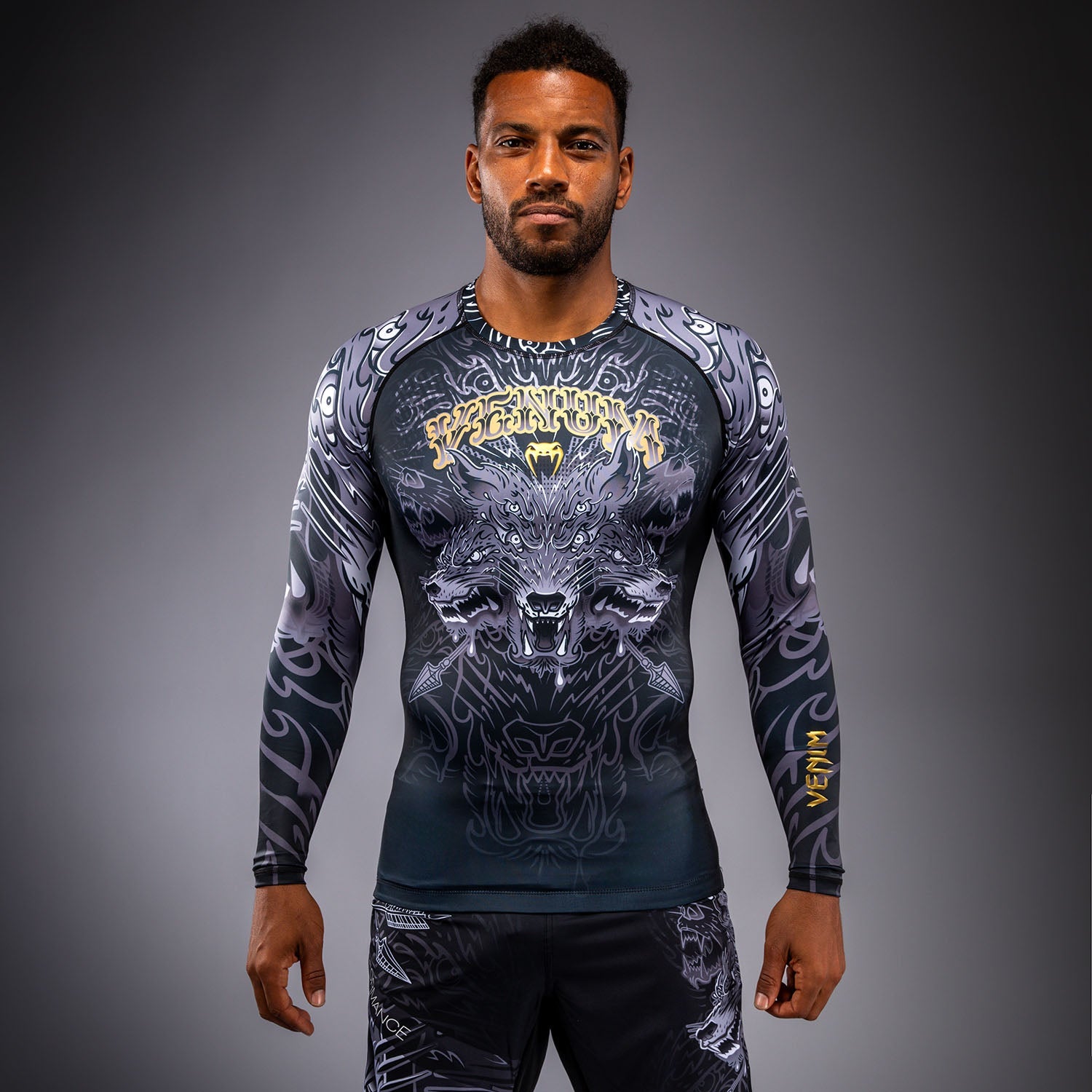 Venum Wolf Atak Rashguard s dlouhým rukávem - Černá/Šedá