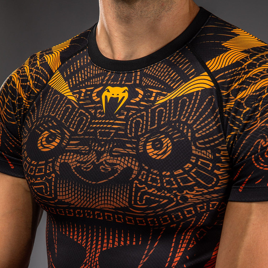Venum Quetzal Fury Pánský Krátký Rukáv Rashguard - Černá/Fury Červená/Tangerinka