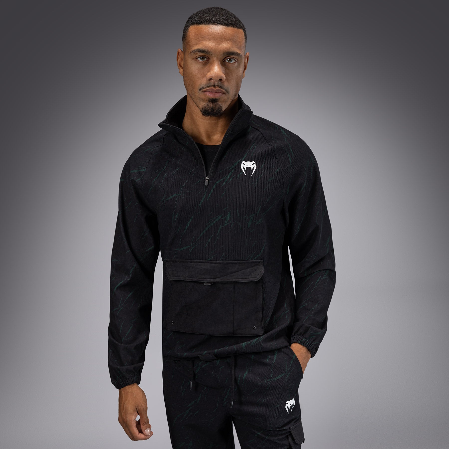 Venum Trooper Pánská bunda se zapínáním na zip - černá/lesní zelená