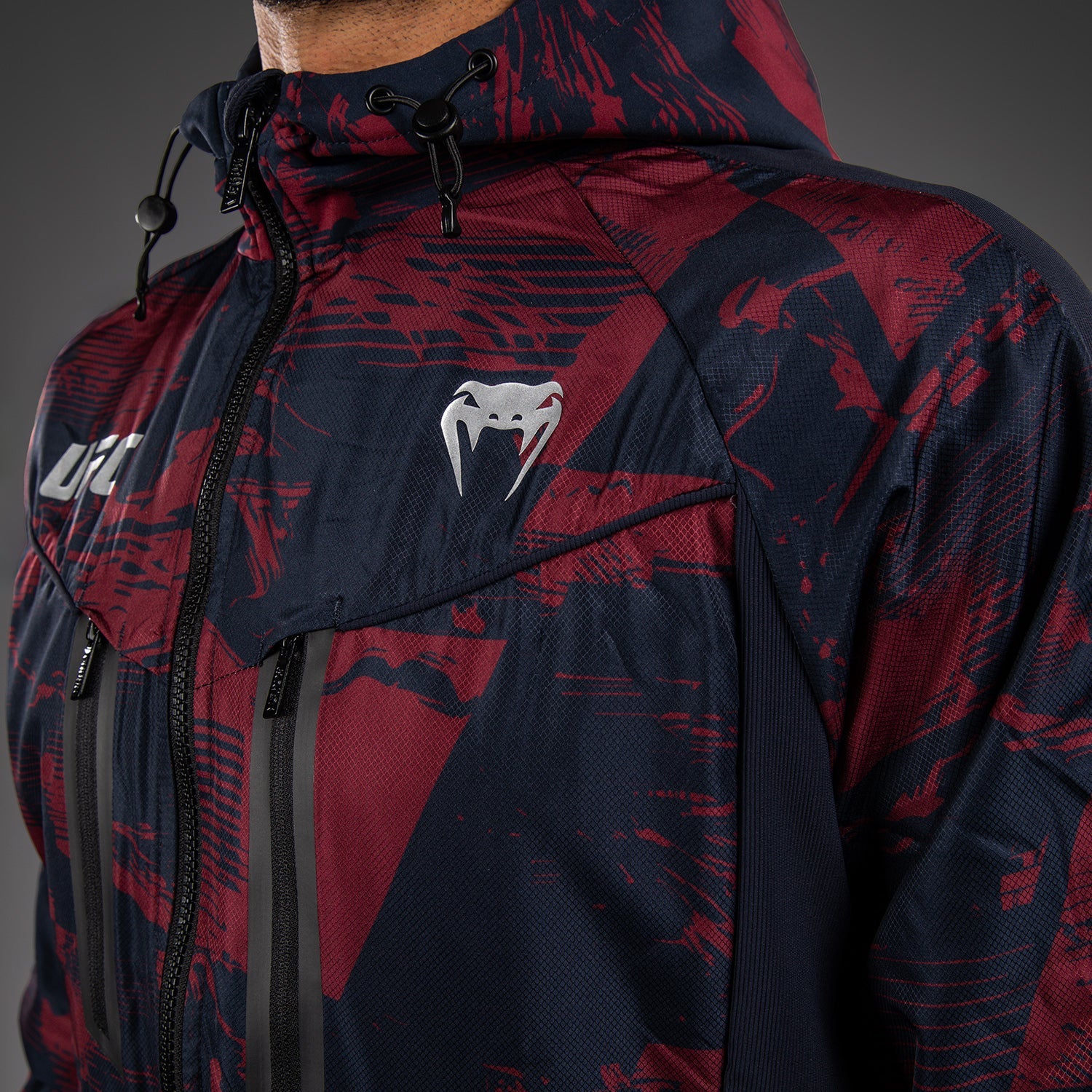 Pánská mikina UFC Zenith by Venum Burgundy Authentic Fight Week Zip Hoodie