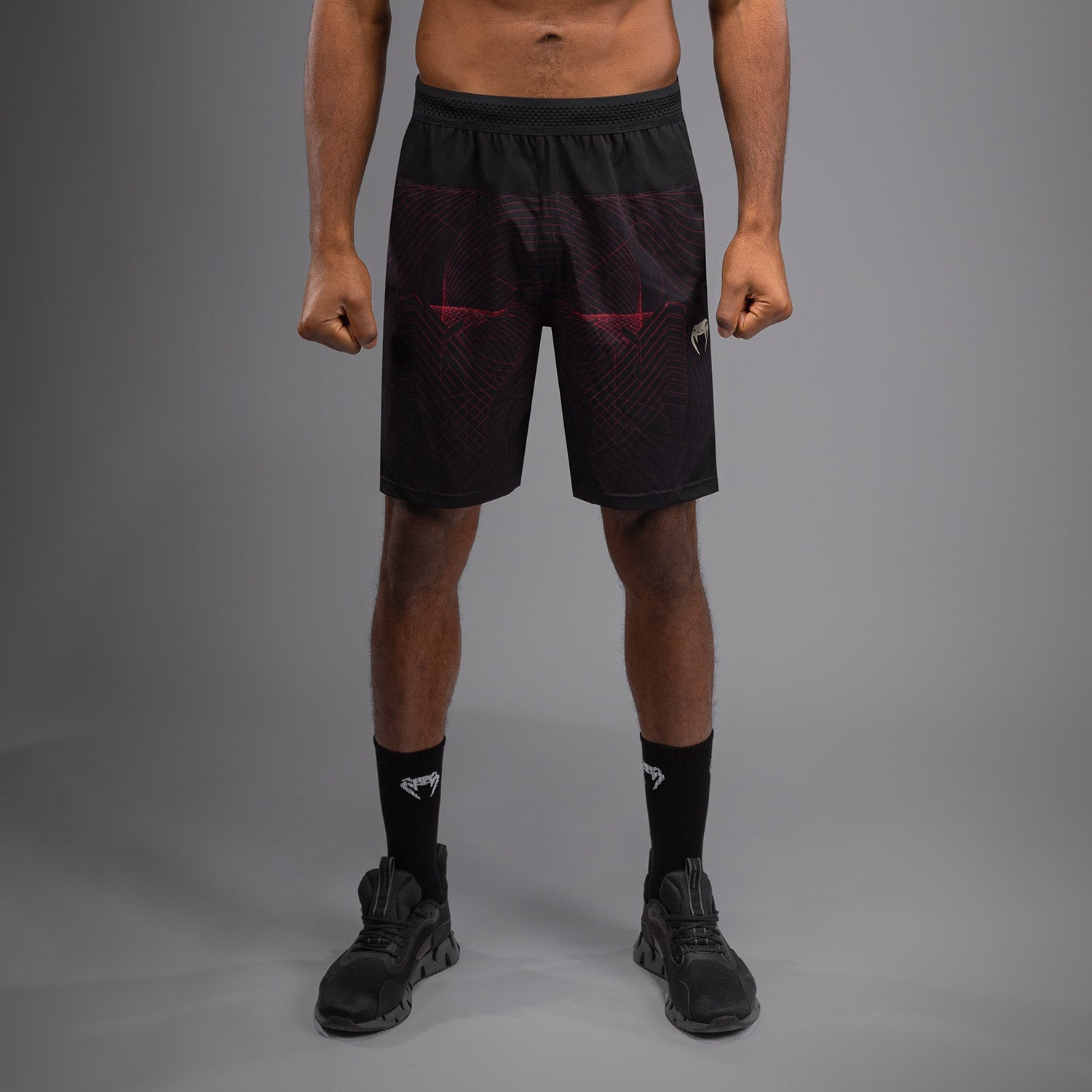 Pánské tréninkové šortky Venum G-Fit Air - Hluboká černá/Ohnivá červená