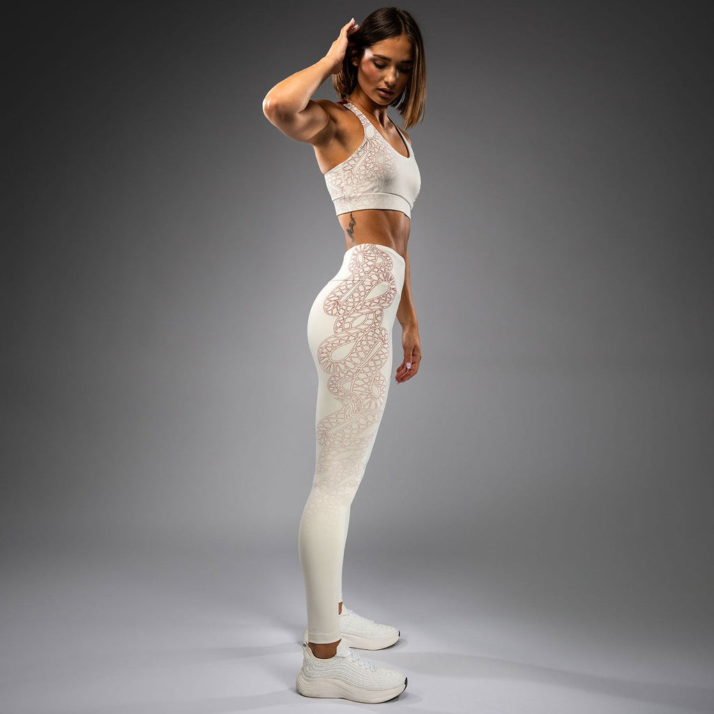 Dámské legíny Venum Serpenti - slonová kost/vínová