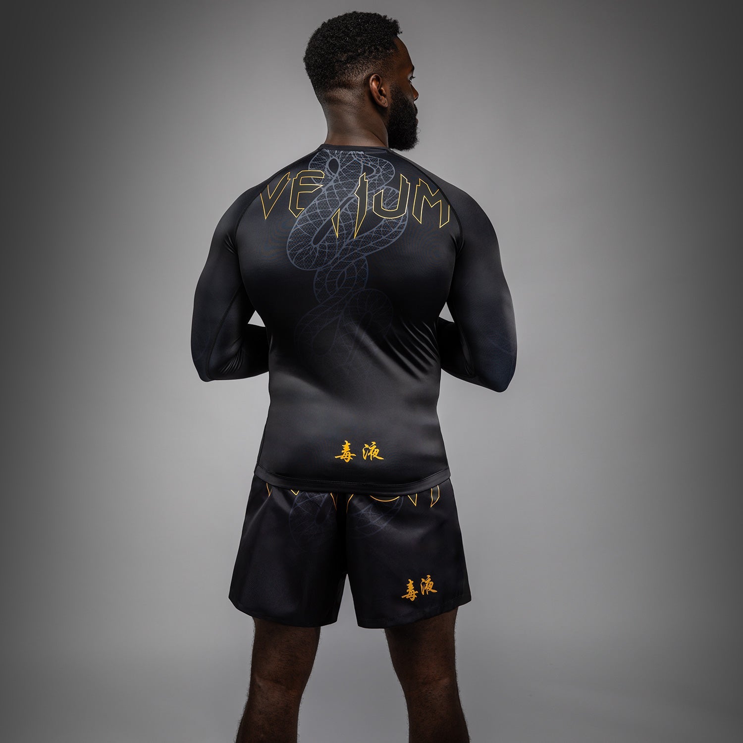 Venum Serpenti Dlouhý rukáv Rashguard - Černá/Stříbrná/Zlatá