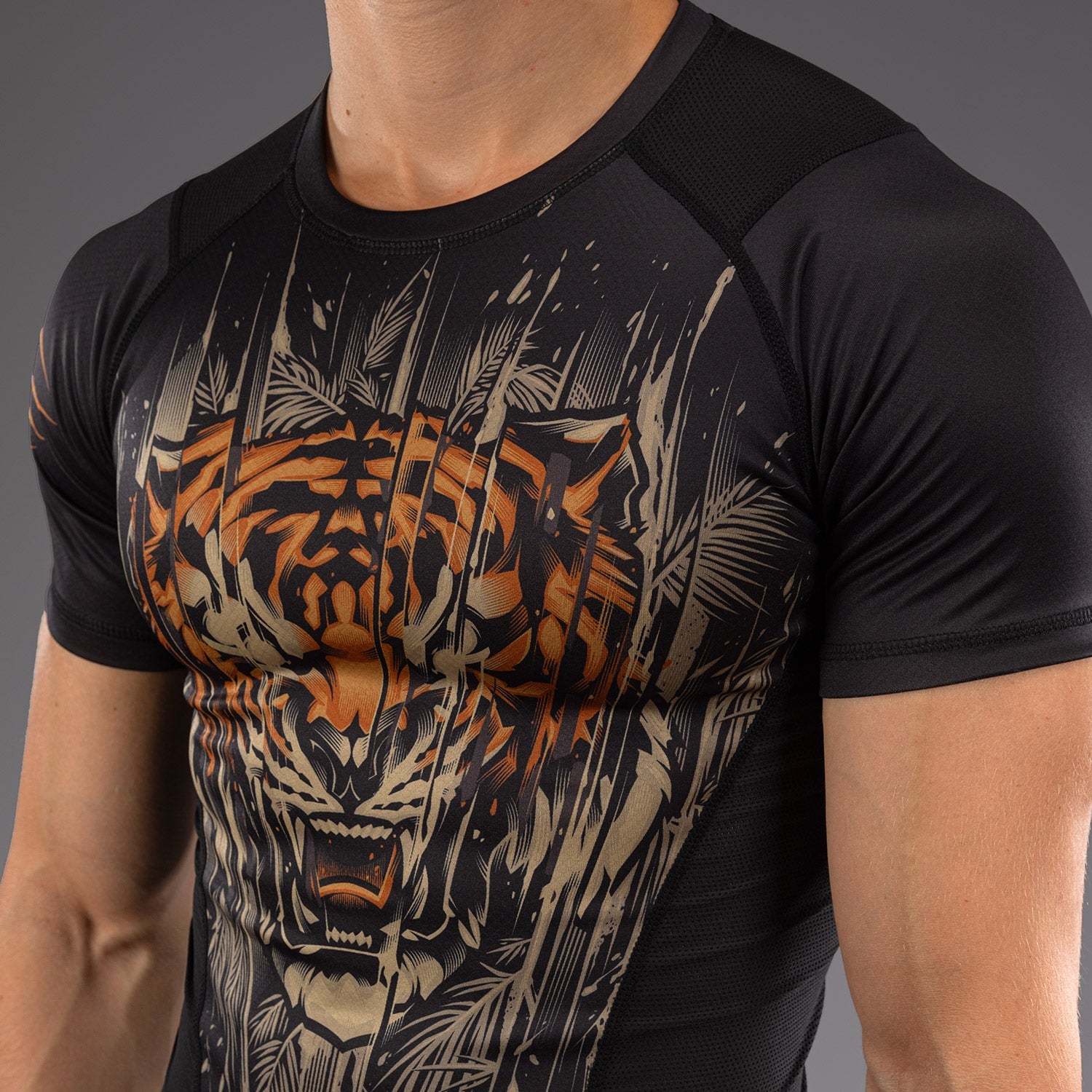 Venum Tiger pánský trikot s krátkým rukávem - černá/neonově oranžová