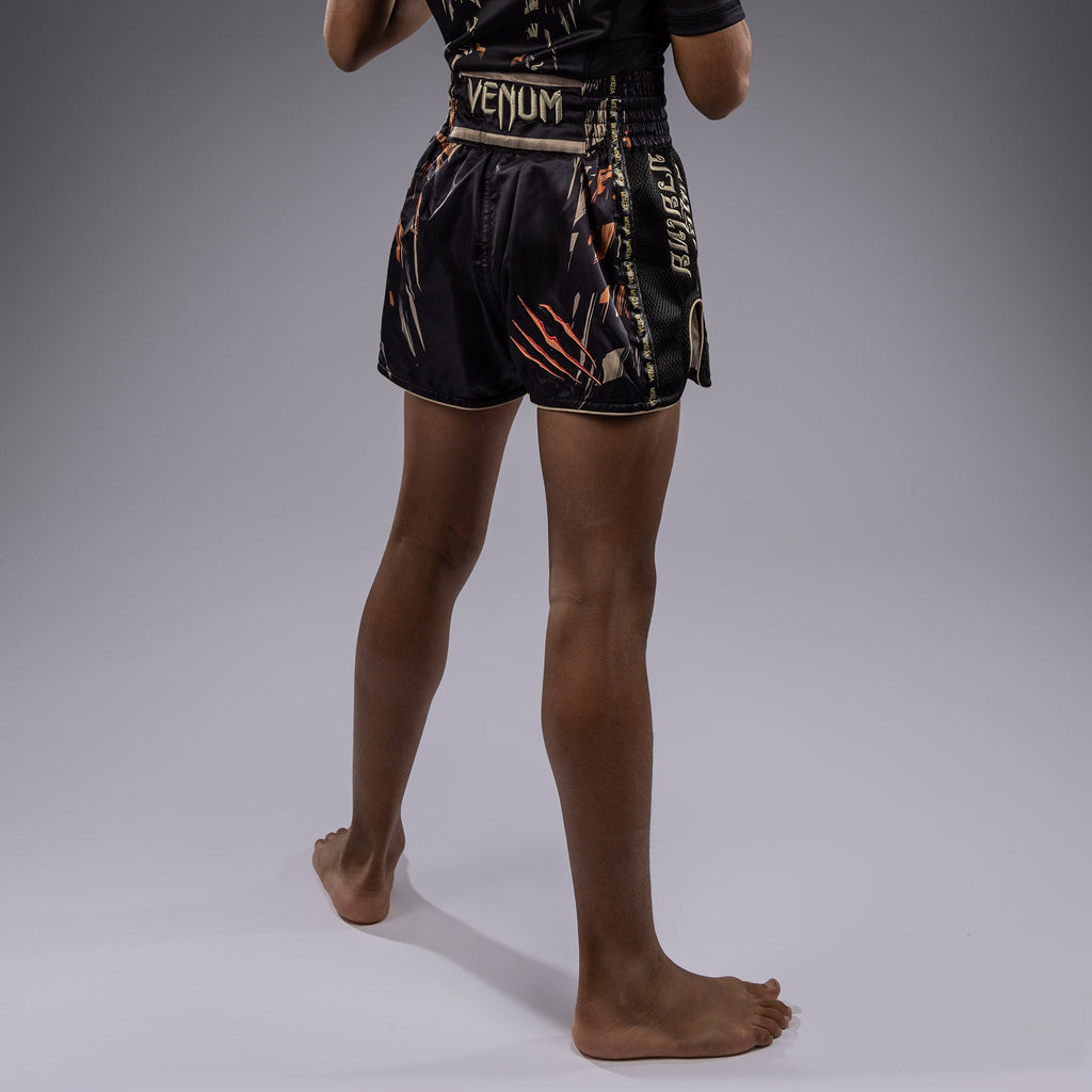 Dětské Muay Thai šortky Venum Tiger - Černá/Neonově oranžová
