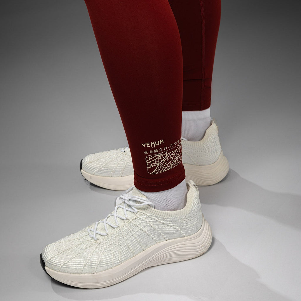 Dámské legíny Venum Serpenti - vínová/slonová kost