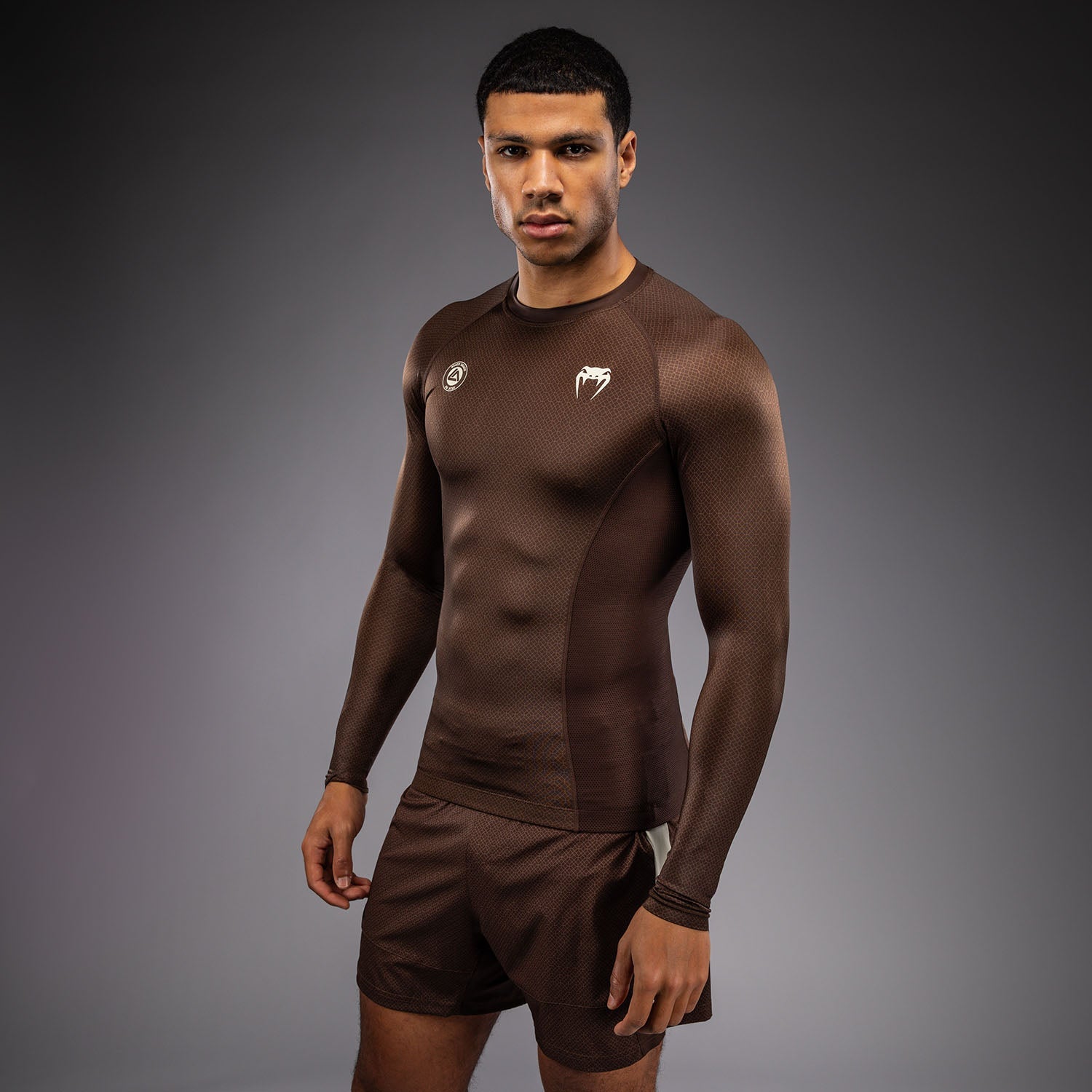 Venum x Roger Gracie Academy Dlouhý rukáv Rashguard - Tmavě hnědá