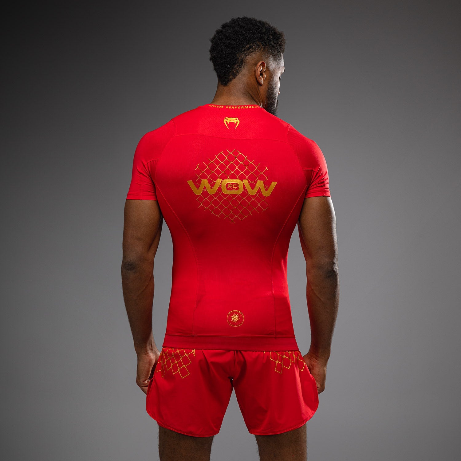Venum x WOW FC Tričko s krátkým rukávem Rashguard - Fury Red/ Gold