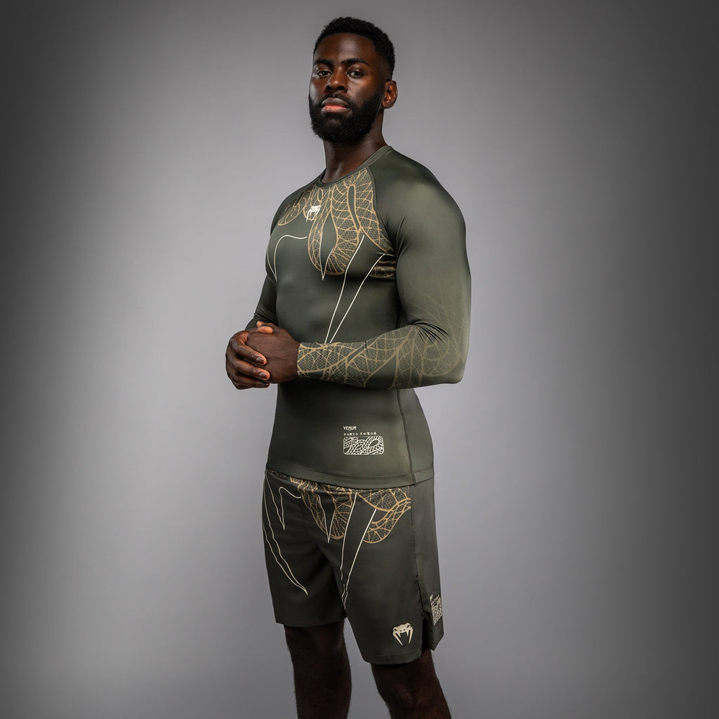 Venum Serpenti Dlouhý Rukáv Rashguard - Khaki/Bronzová/Slonová kost