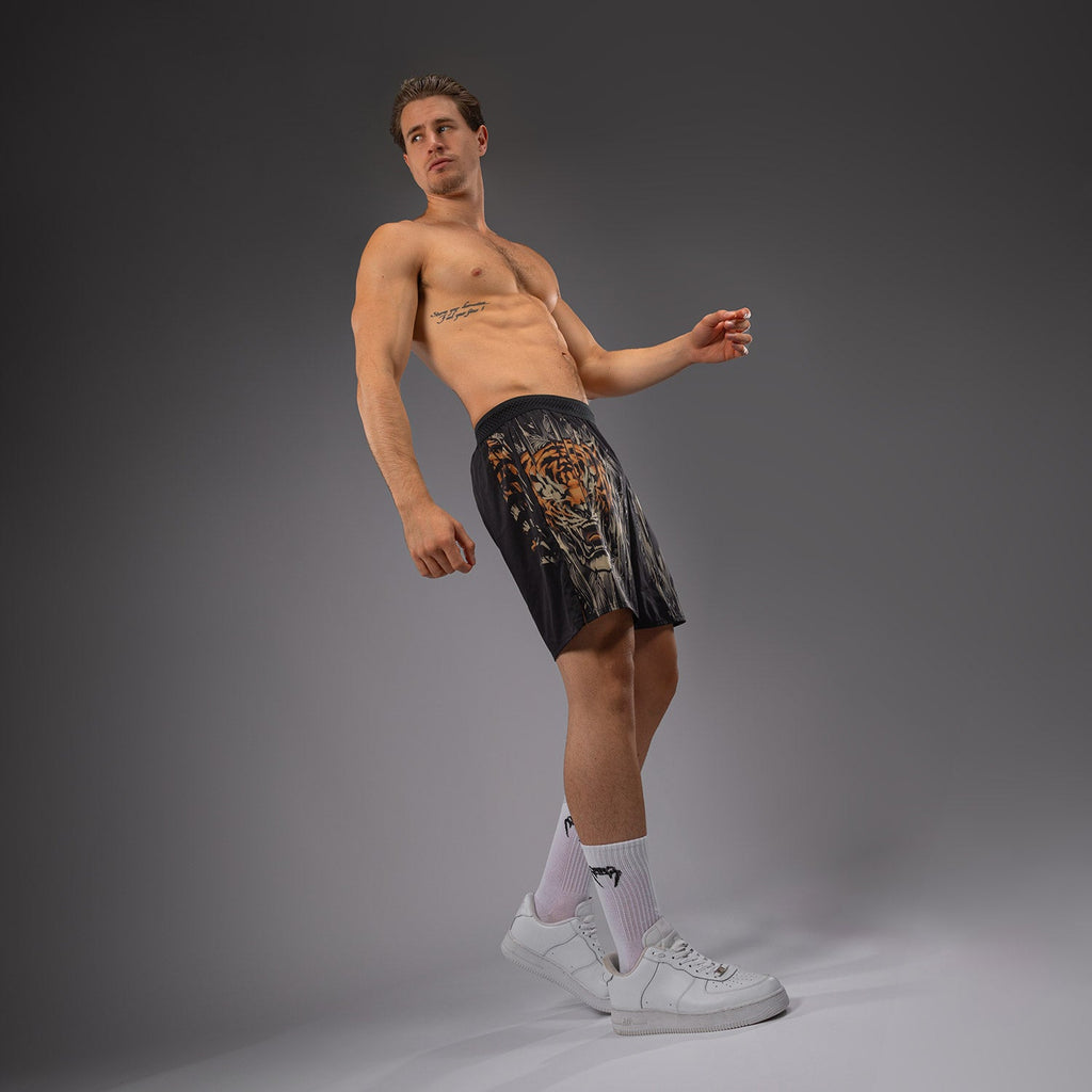 Venum Tiger Pánské tréninkové šortky - černá/neonově oranžová