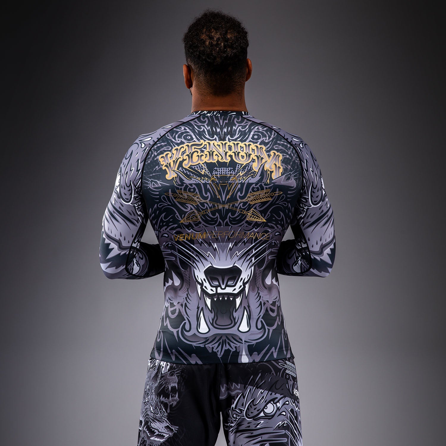 Venum Wolf Atak Rashguard s dlouhým rukávem - Černá/Šedá