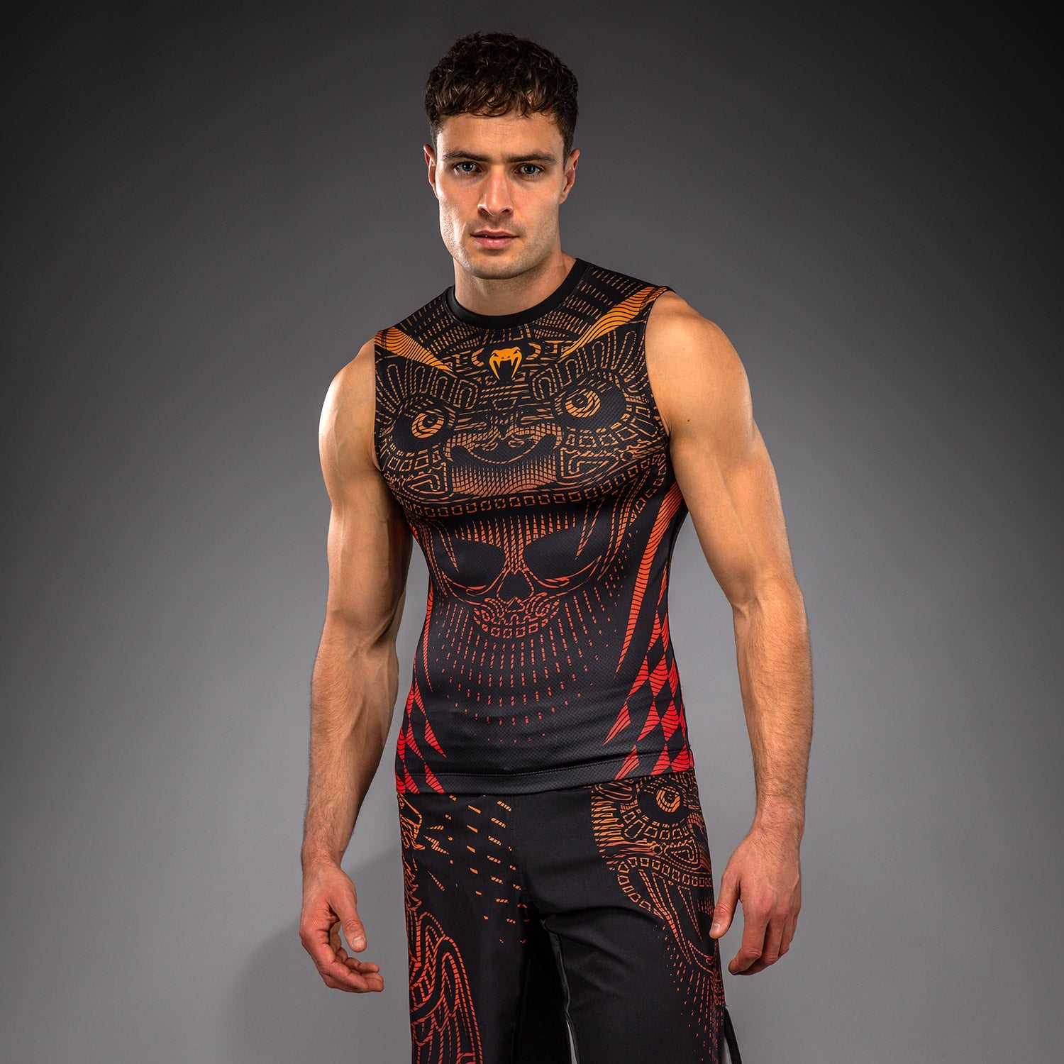 Venum Quetzal Fury Bezrukávový Rashguard - Černá/Fury Červená/Tangerine