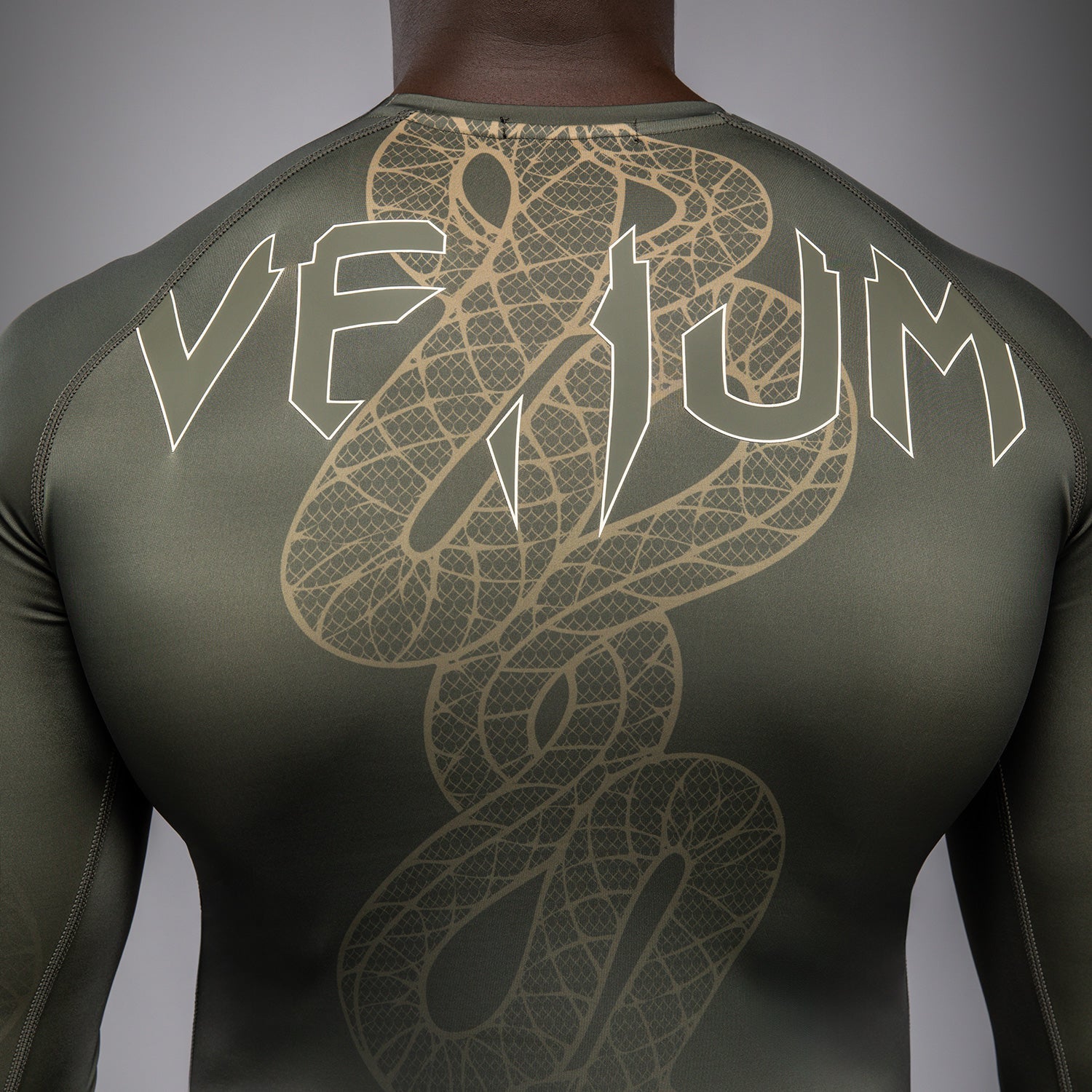 Venum Serpenti Dlouhý Rukáv Rashguard - Khaki/Bronzová/Slonová kost