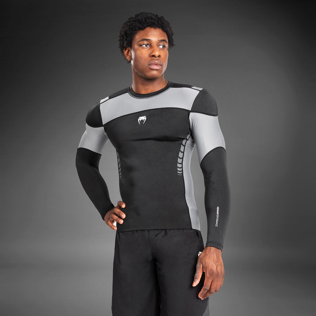 Venum Tempest Pánský Dlouhý Rukáv Rashguard - Černá/Šedá