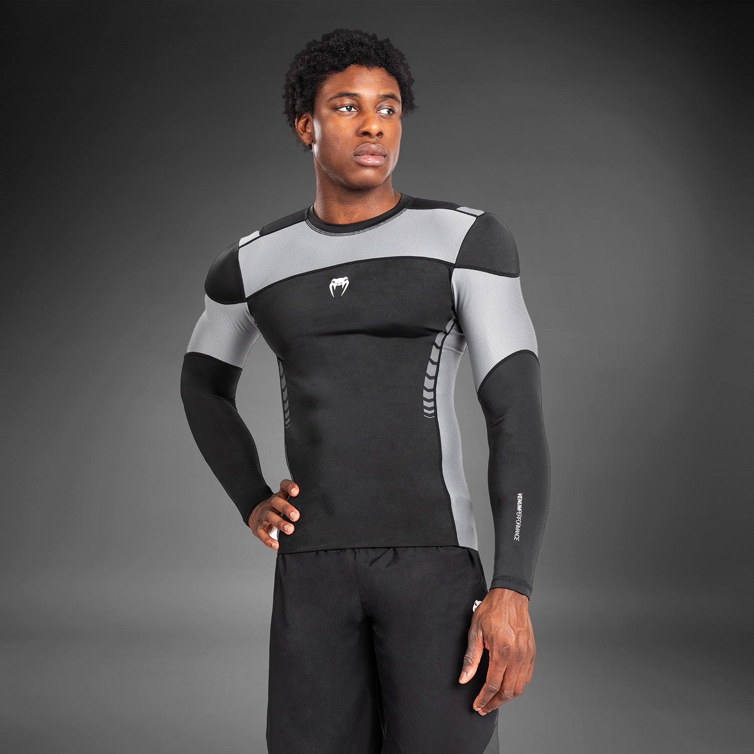 Venum Tempest Pánský Dlouhý Rukáv Rashguard - Černá/Šedá