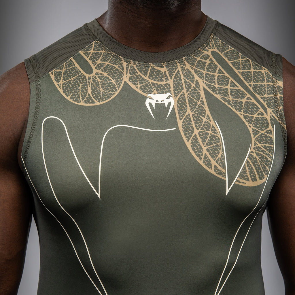 Venum Serpenti Bezrukávový Rashguard - Khaki/Bronzová/Slonová kost