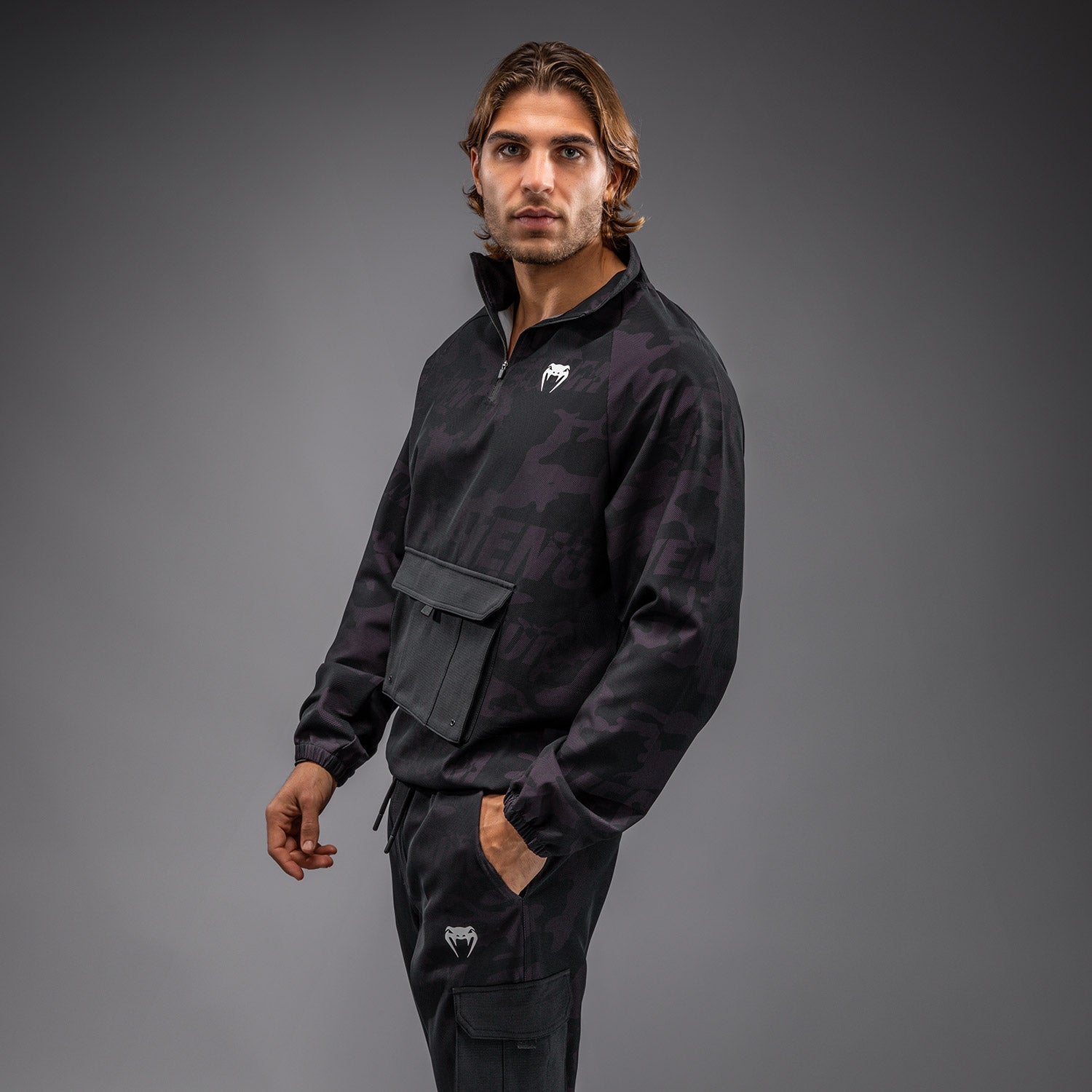 Venum Trooper Pánská bunda se zapínáním na půl zip - Černá/Fialová